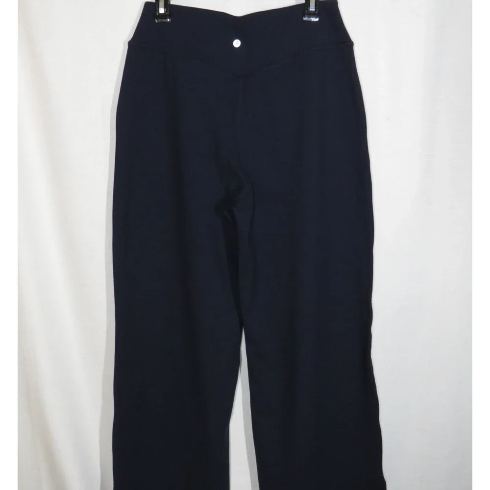 Halara Navy Crossover Wide Leg Split Ankle Active Yoga Pants Size Large - Picture 6 of 11